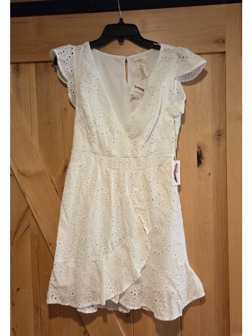 New! Jessica Simpson Sz M Eyelet Flutter Sleeve Babydoll Cottagecore Dress Tier